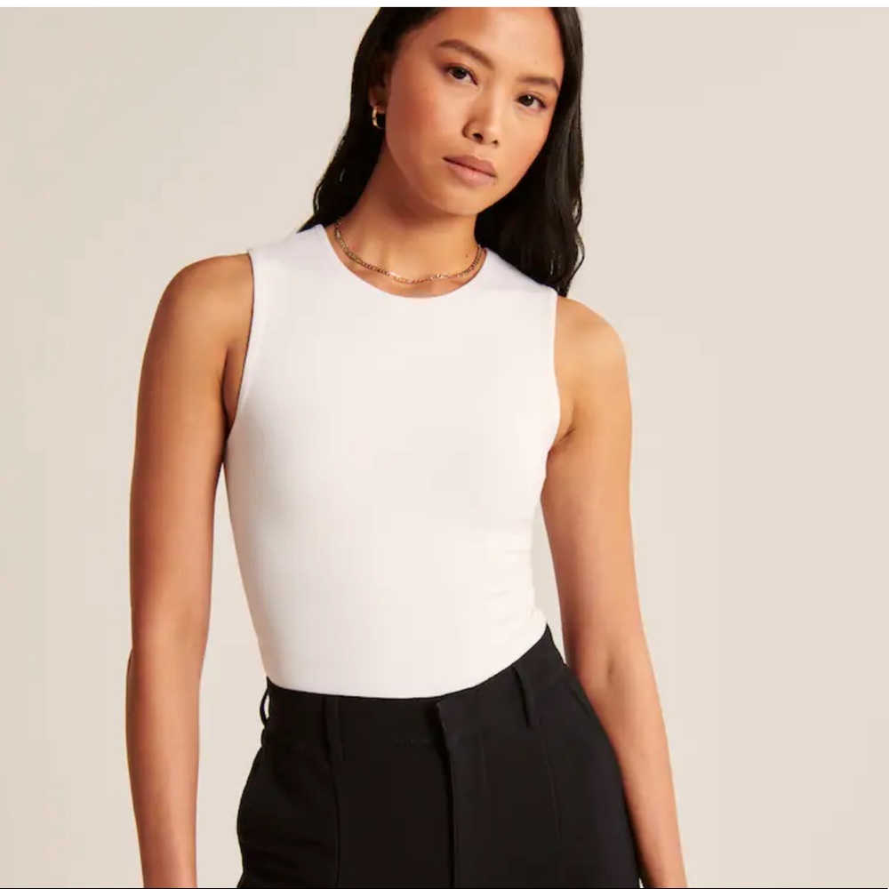 Abercrombie Cotton Seamless Fabric Crew Tank Bodysuit